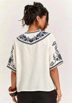 Boho Floral Dallas Cowboys Cute Donkey V-Neck Blouse