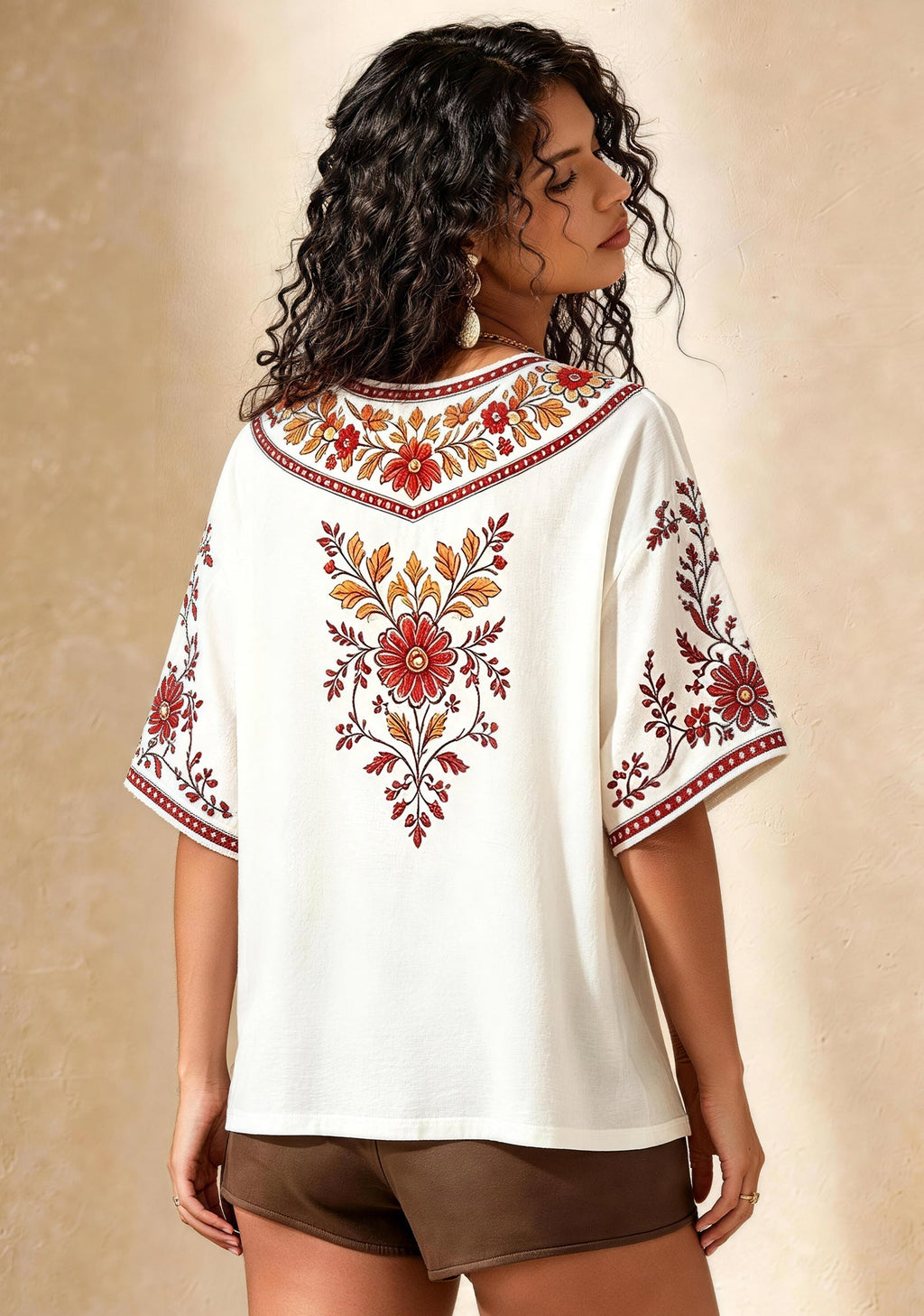 Boho Floral San Francisco 49ers Floral Helmet V-Neck Blouse