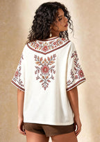 San Francisco 49ers California Map Tropical Floral V-Neck Blouse