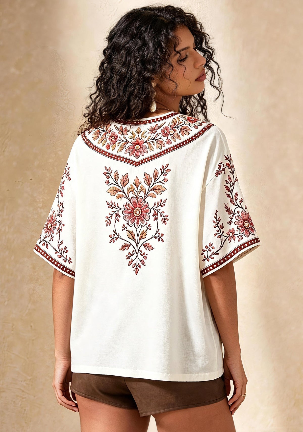 San Francisco 49ers California Map Tropical Floral V-Neck Blouse
