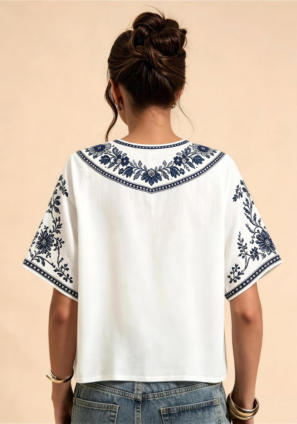 Indianapolis Colts 100 Anniversary Boho Floral V-Neck Blouse