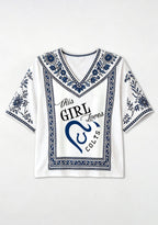 Indianapolis Colts This Girl Loves Colts Script Boho Floral V-Neck Blouse