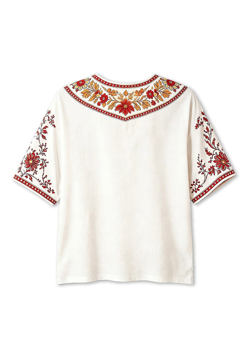 Kansas City Chiefs Welcome To The Red Kingdom Boho Floral V-Neck Blouse