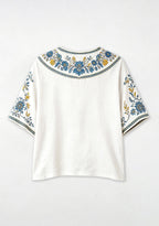 Los Angeles Chargers Fan Boho Floral V-Neck Blouse