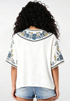 Boho Floral Drip Art Los Angeles Chargers V-Neck Blouse
