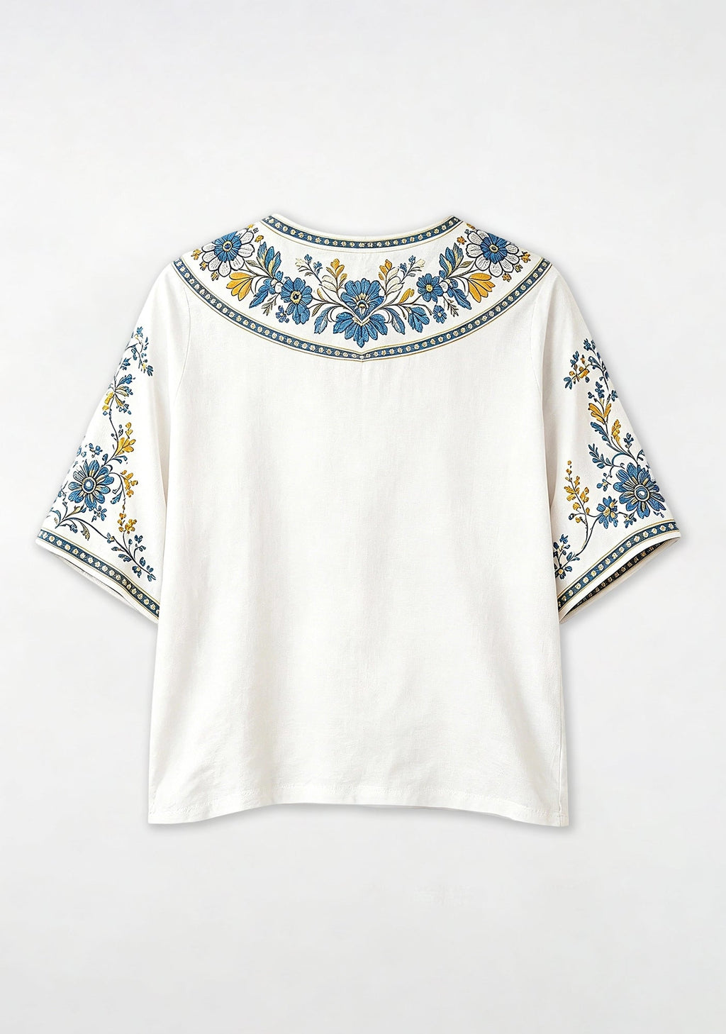 Boho Floral Los Angeles Chargers Game Day V-Neck Blouse