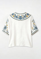 Boho Floral Los Angeles Chargers Game Day V-Neck Blouse