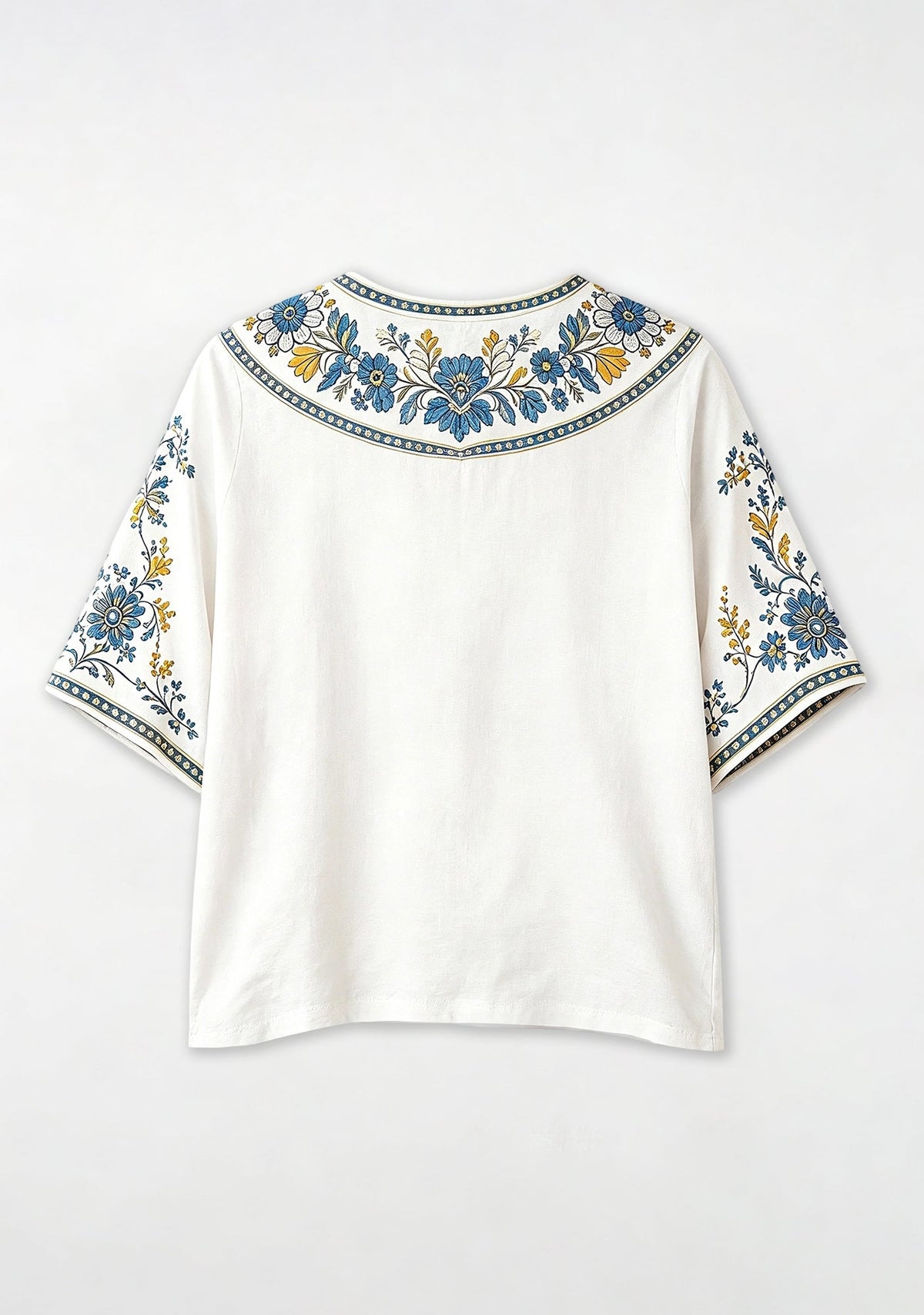 Boho Floral Los Angeles Chargers Game Day V-Neck Blouse