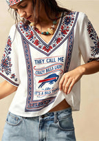 Boho Floral Buffalo Bills Crazy Bills Lady V-Neck Blouse