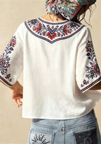 Boho Floral Buffalo Bills Crazy Bills Lady V-Neck Blouse