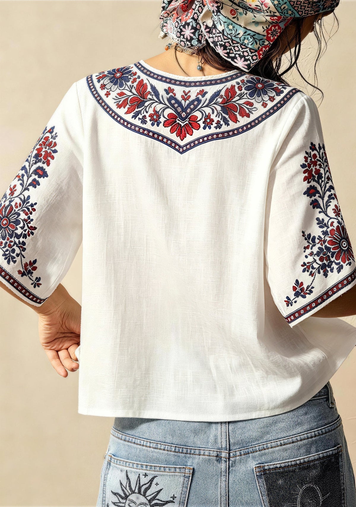 Boho Floral Buffalo Bills Crazy Bills Lady V-Neck Blouse