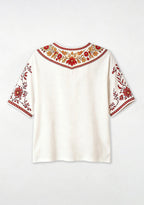 Boho Floral San Francisco 49ers Style Fan V-Neck Blouse