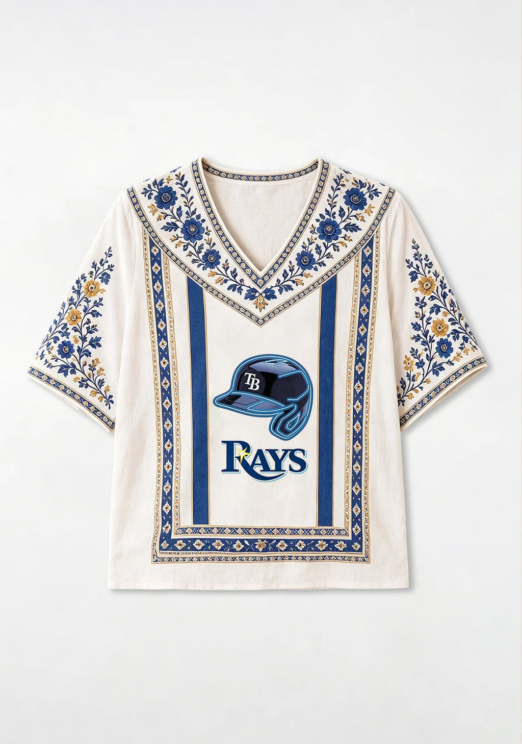 Tampa Bay Rays Baseball Helmet V-Neck Blouse
