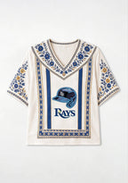 Tampa Bay Rays Baseball Helmet V-Neck Blouse