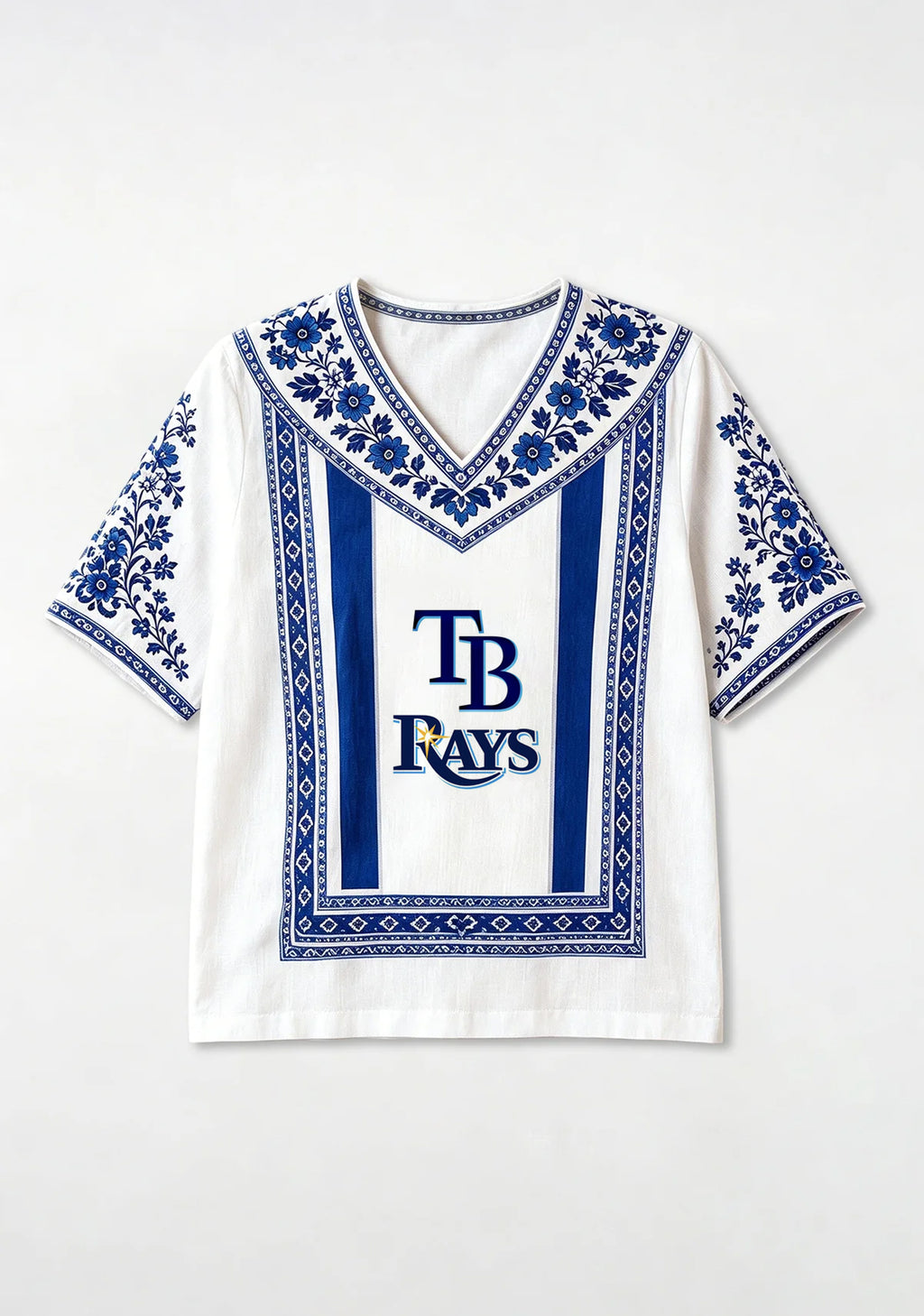Tampa Bay Rays TB Logo Boho V-Neck Blouse