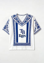 Tampa Bay Rays TB Logo Boho V-Neck Blouse