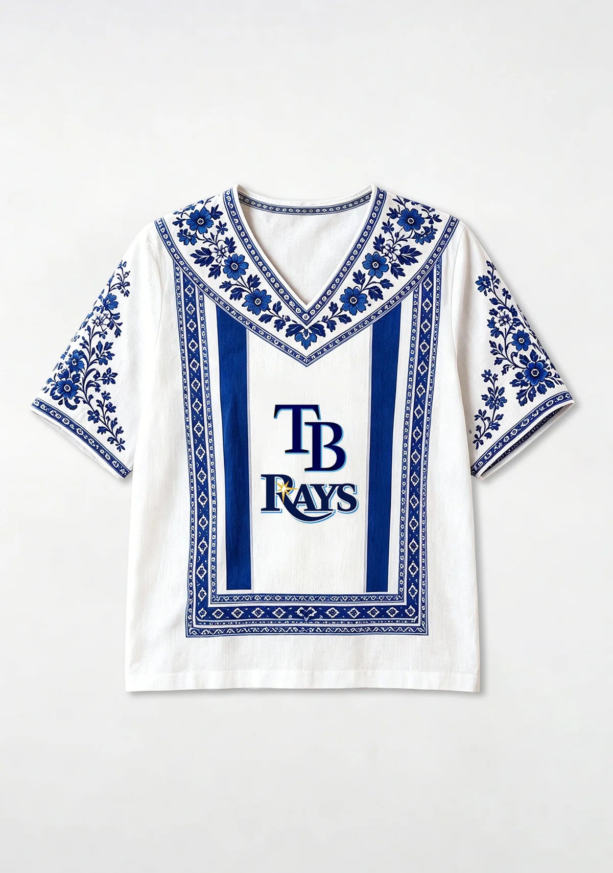 Tampa Bay Rays TB Logo Boho V-Neck Blouse