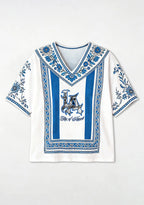 Los Angeles City Of Angels LA Skyline Floral V-Neck Blouse