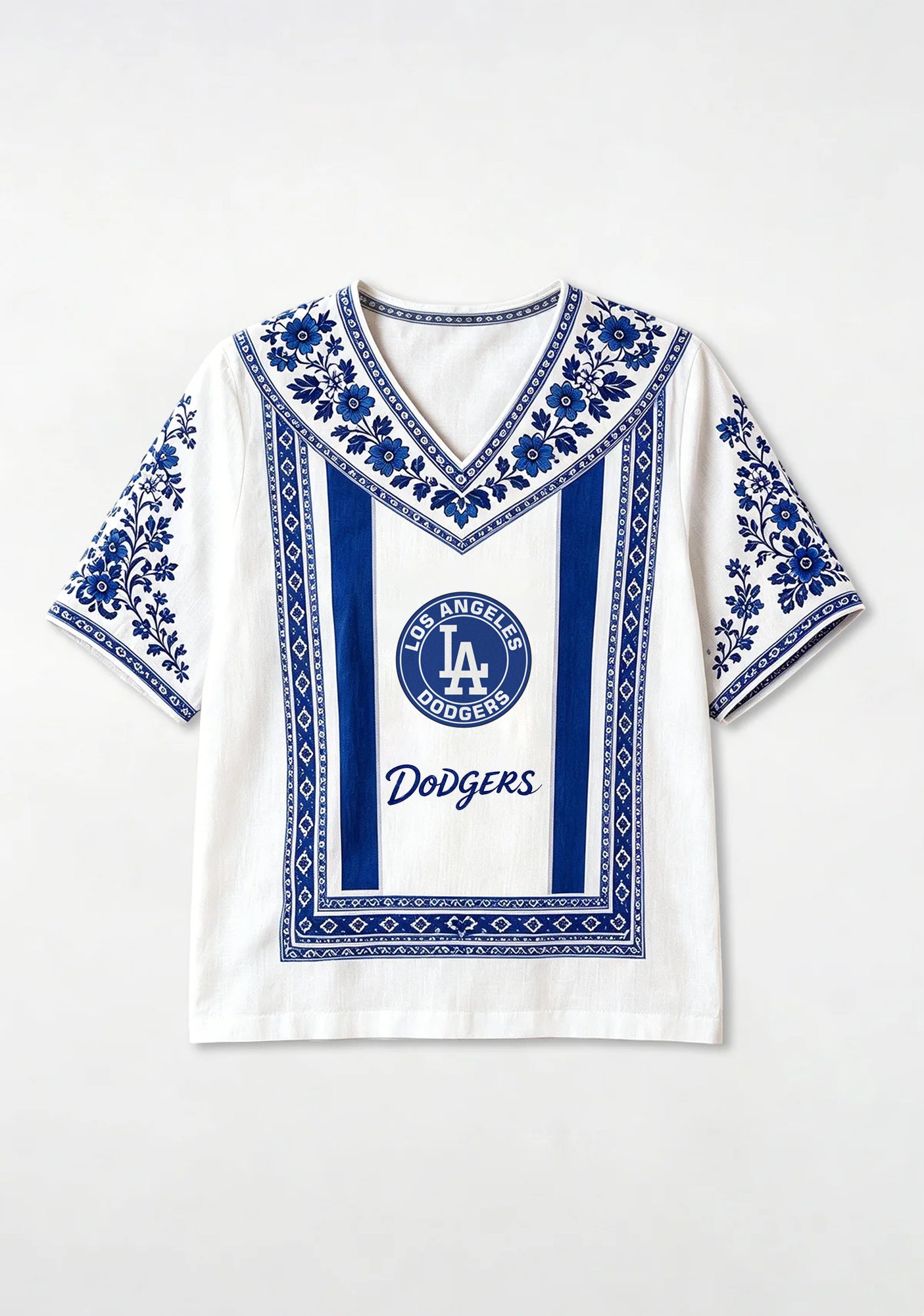 Los Angeles Dodgers Mexican Floral Border V-Neck Blouse Secondary image