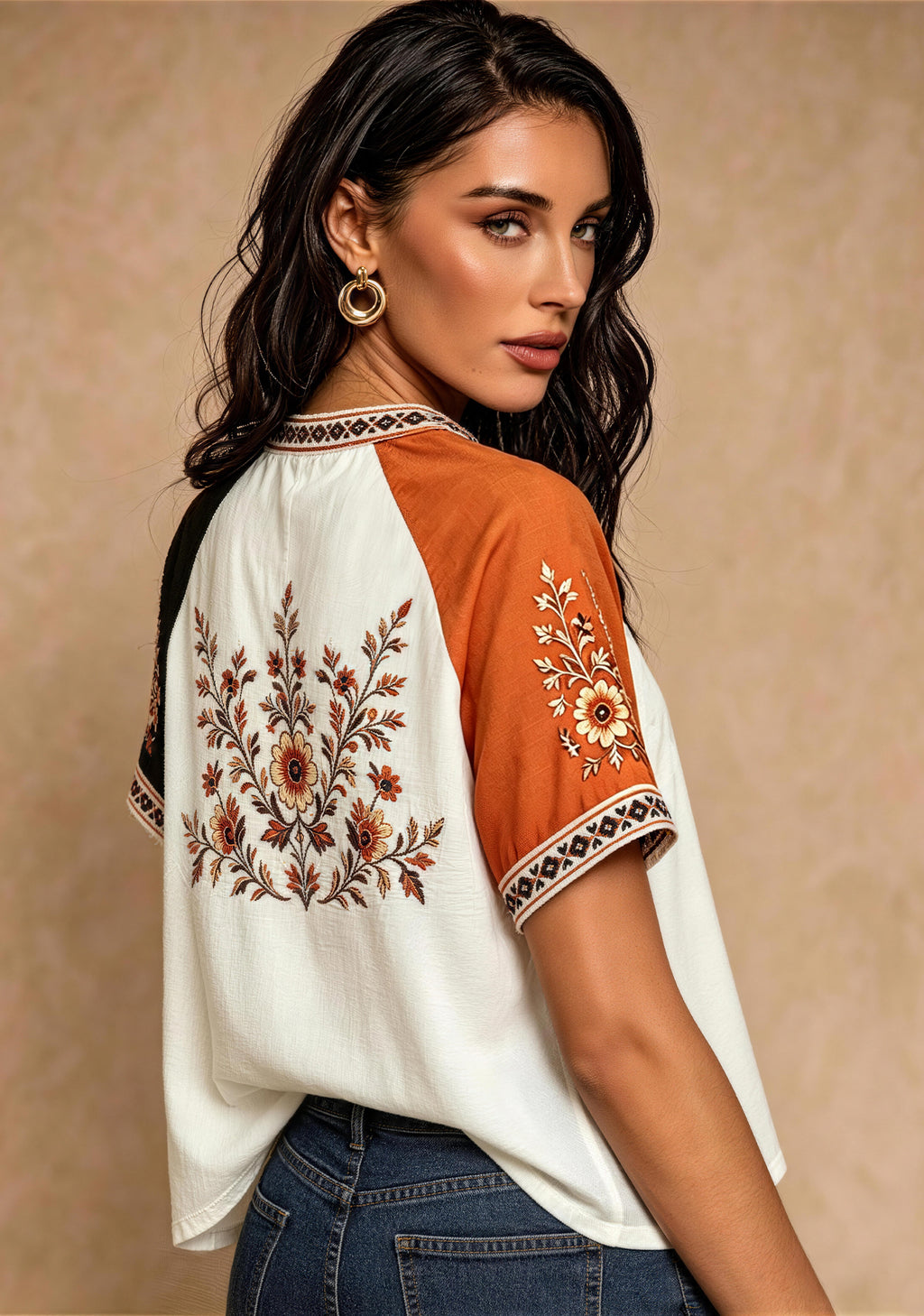 Chicago Bears Boho Floral Heart V-Neck T Shirt