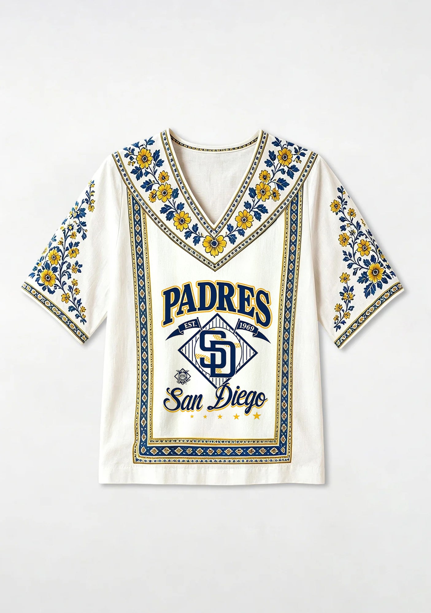 San Diego Padres Retro Logo Boho V-Neck Blouse Secondary image