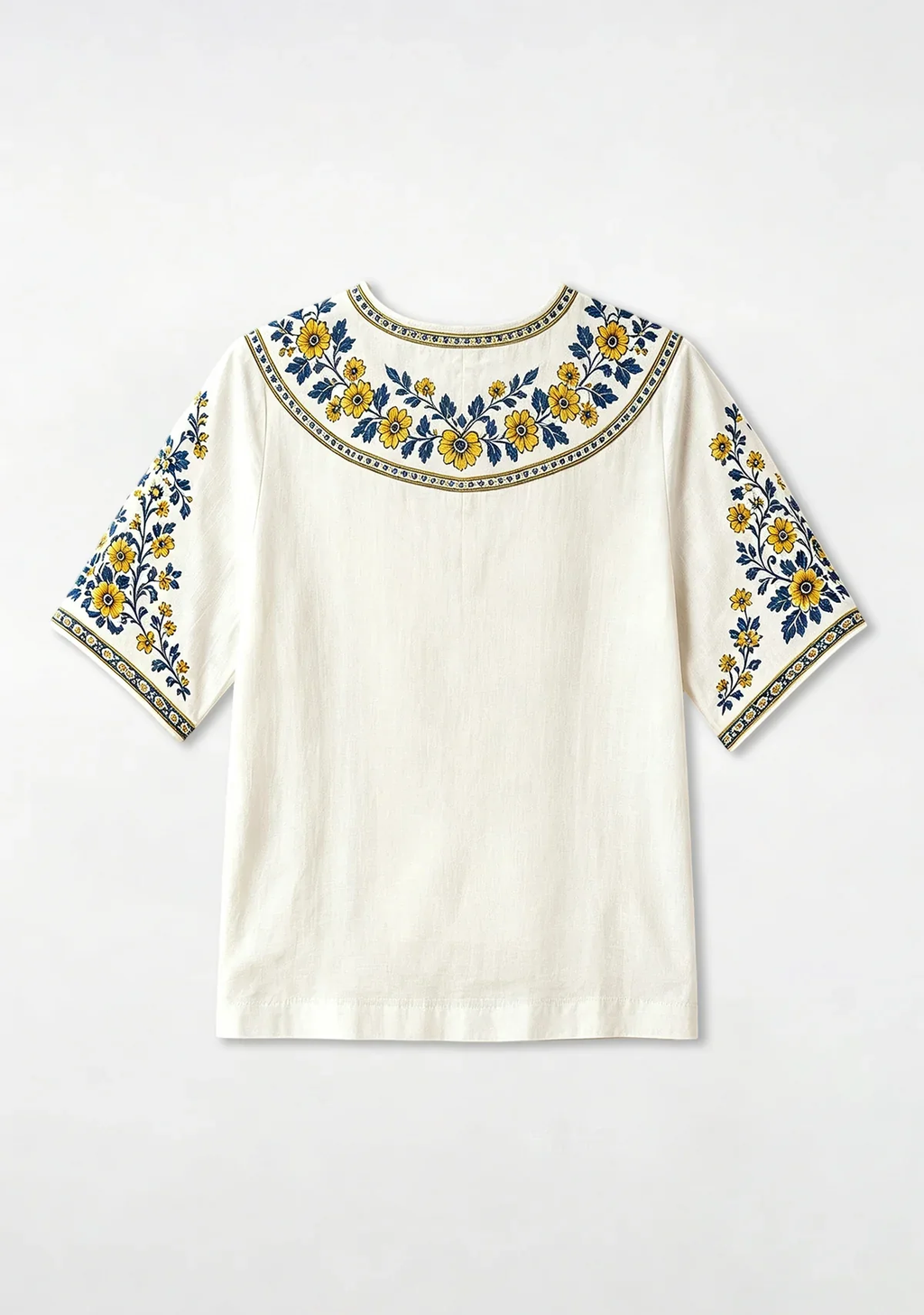 San Diego Padres SD Logo Folk Yellow V-Neck Blouse