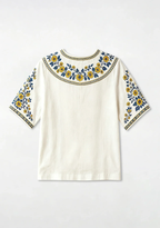 San Diego Padres SD Logo Folk Yellow V-Neck Blouse