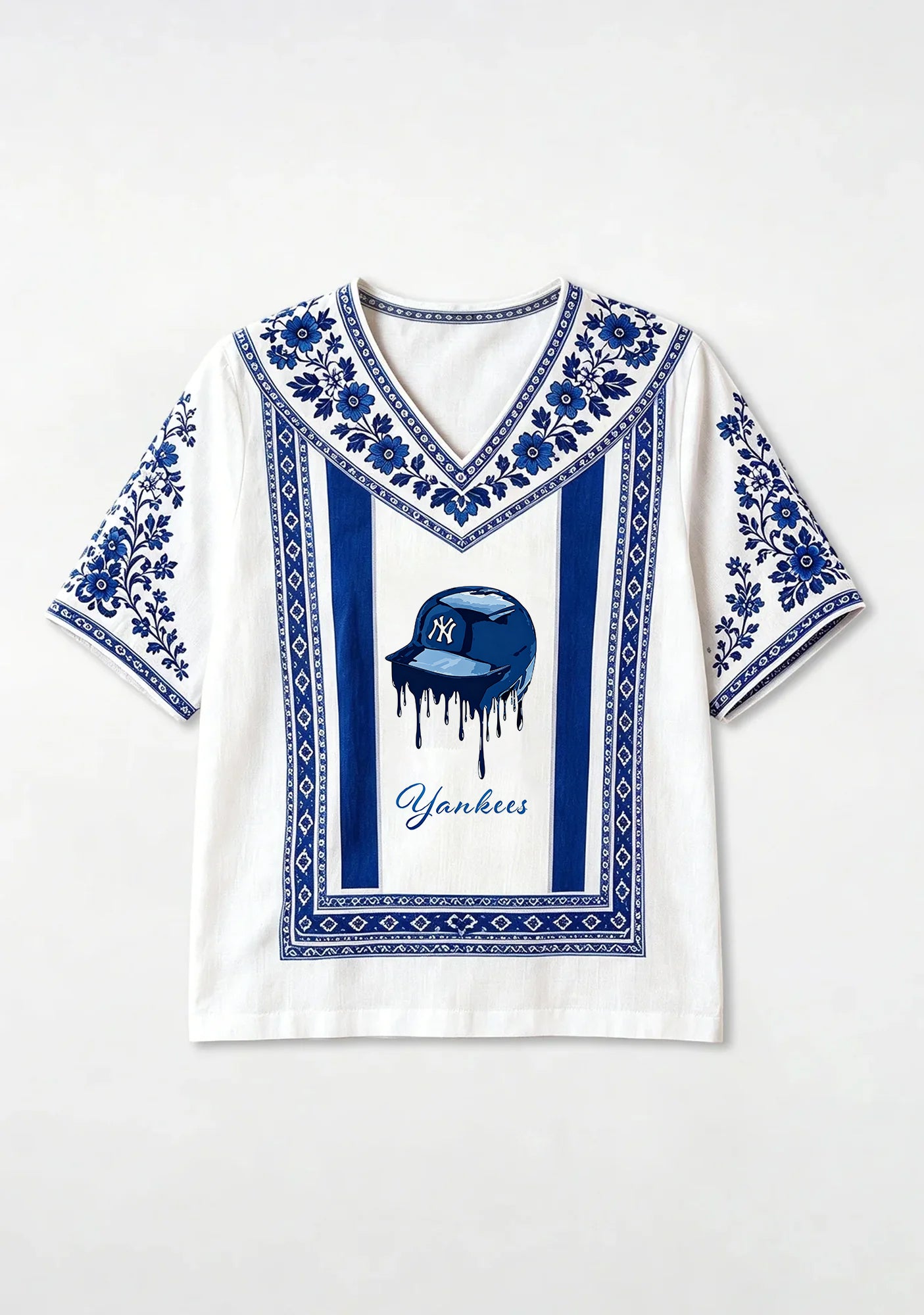 New York Yankees Drip‑Style Graphic V-Neck Blouse Secondary image