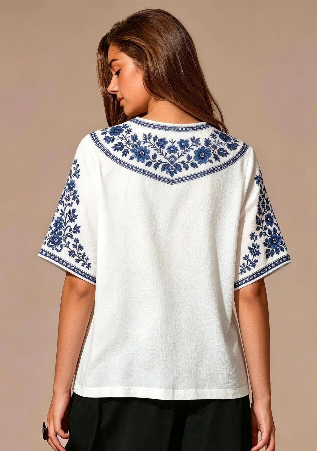 New York Yankees Boho Floral V-Neck Blouse