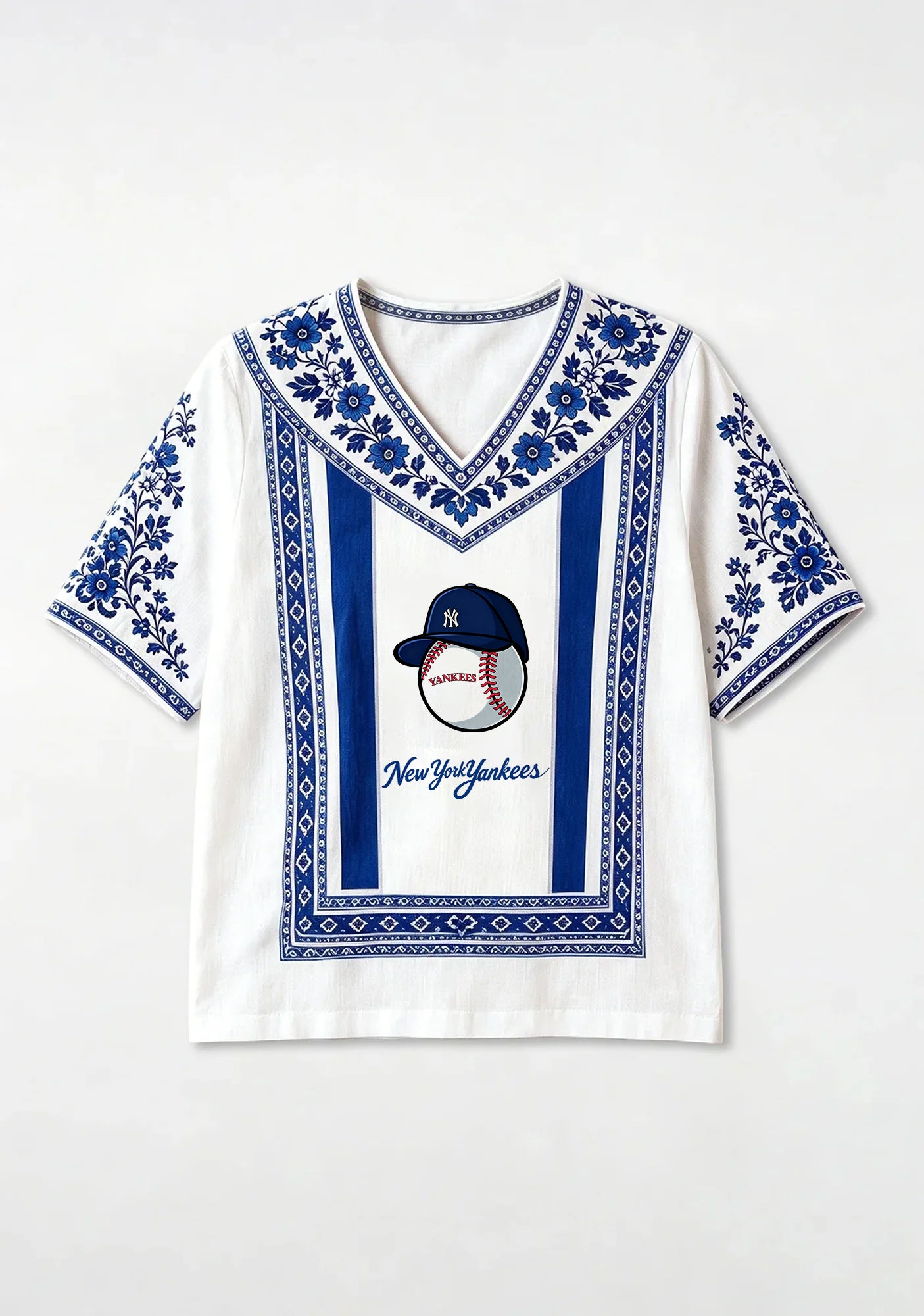 New York Yankees Boho Floral V-Neck Blouse Secondary image
