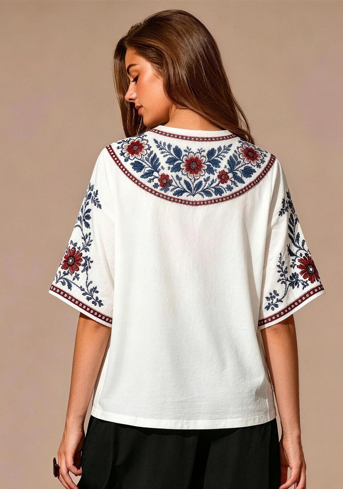 Los Angeles Angels Boho Floral V-Neck Blouse