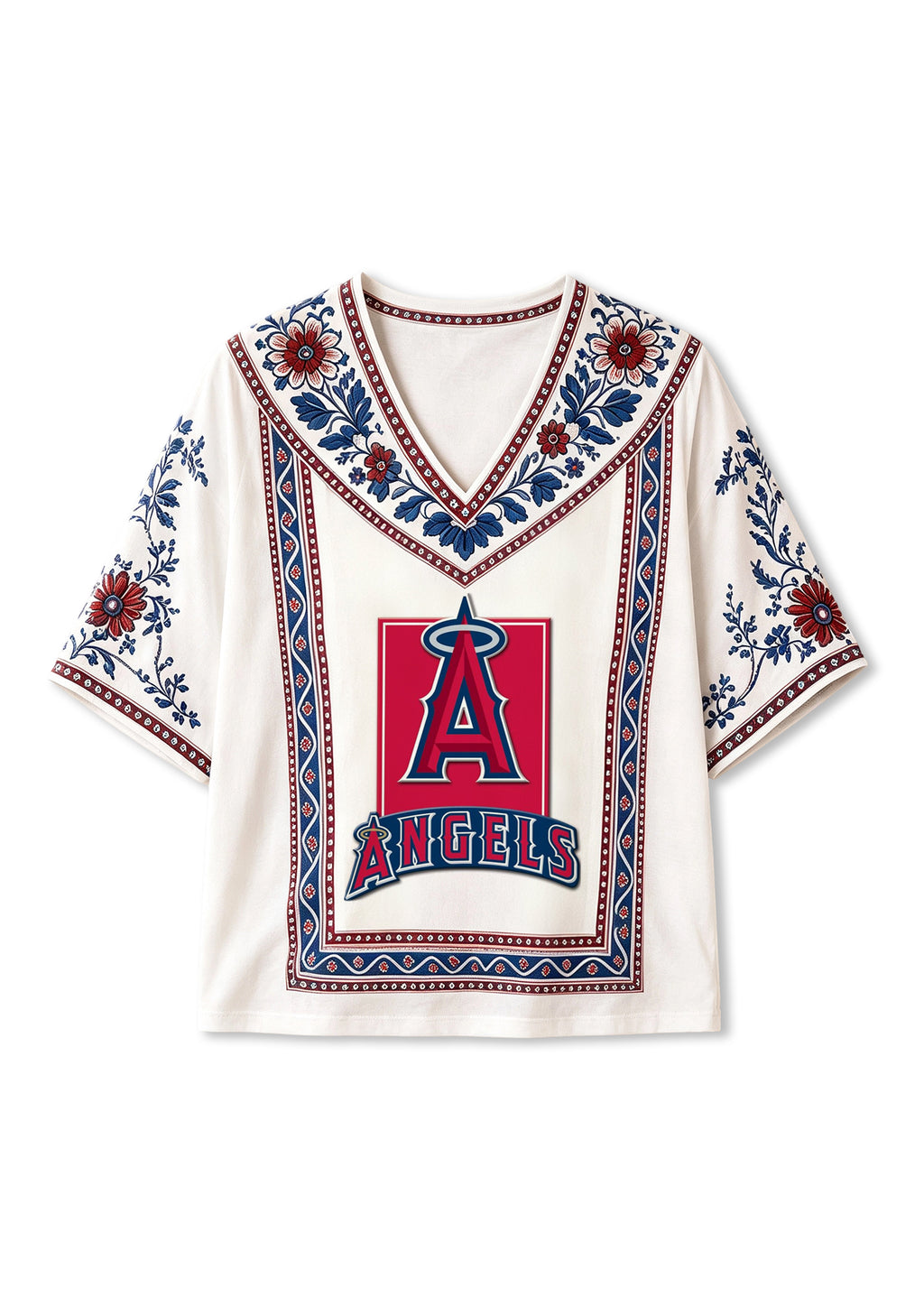 Los Angeles Angels Boho Floral V-Neck Blouse