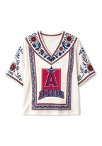 Los Angeles Angels Boho Floral V-Neck Blouse