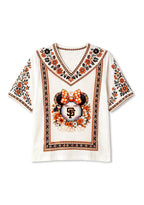SF Giants Minnie Bow Boho Floral V-Neck Blouse
