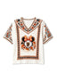 SF Giants Minnie Bow Boho Floral V-Neck Blouse