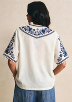 Chicago Cubs World Series Cityscape Boho Floral V-Neck Blouse