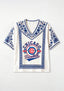 Chicago Cubs 1870 Baseball Graphic Boho Floral V-Neck Blouse