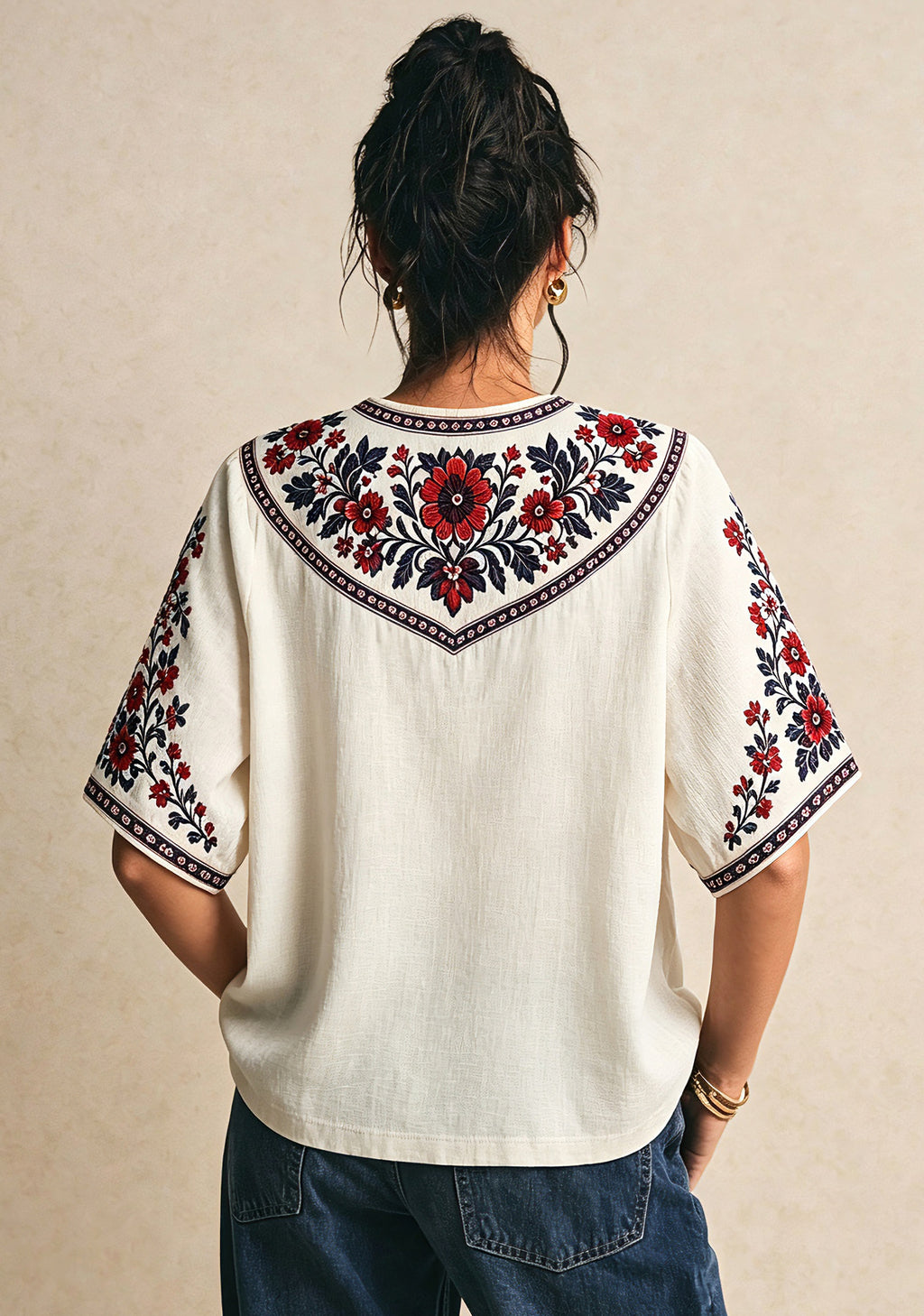 St. Louis Cardinals Boho Floral V-Neck Blouse