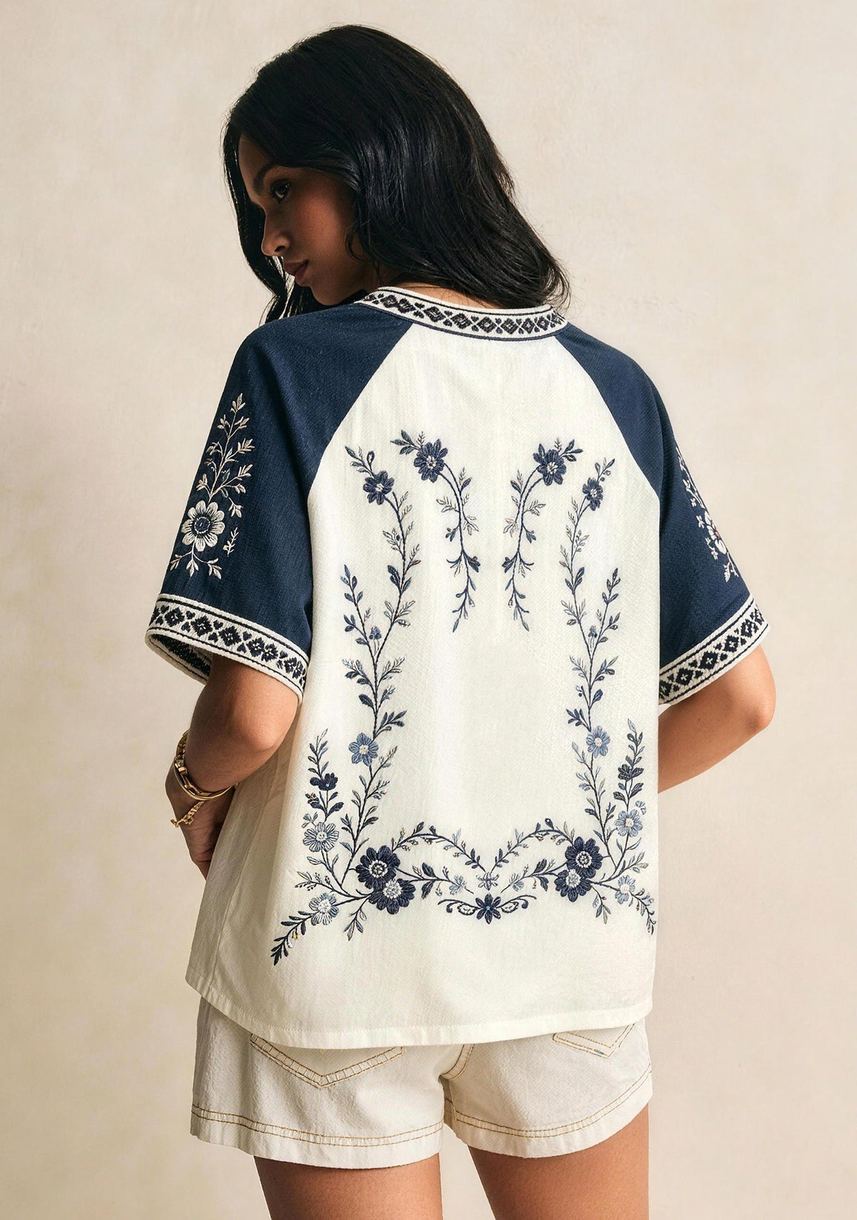 Boho Floral Dallas Cowboys Heart Star V-Neck T Shirt