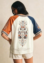 Boho Floral Denver Broncos Heart V-Neck T Shirt