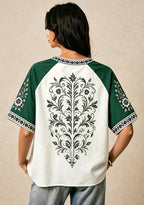 Jacksonville Jaguars Boho Floral Heart Raglan NFL V-Neck T Shirt