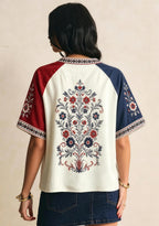 New England Patriots Folk‑Art Floral Heart NFL V-Neck T Shirt