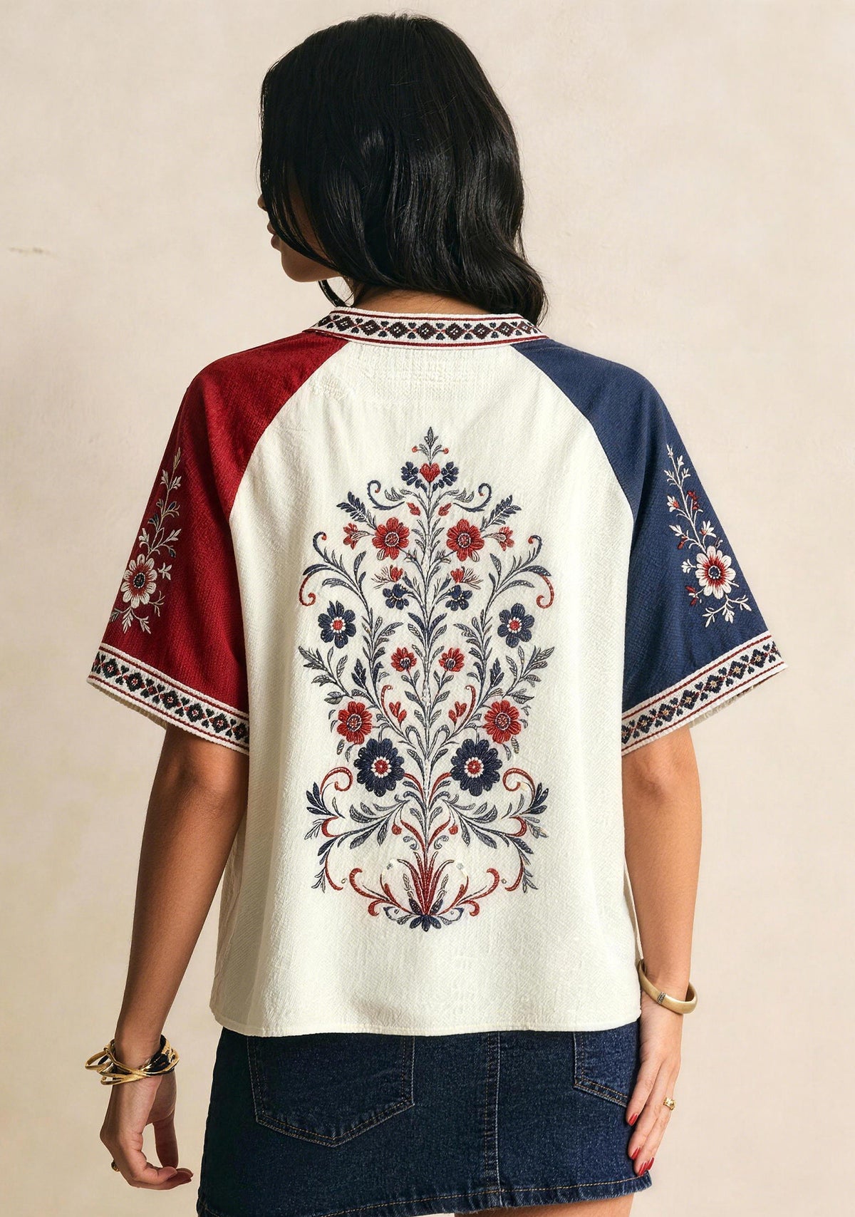 New England Patriots Folk‑Art Floral Heart NFL V-Neck T Shirt