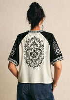 New Orleans Saints Retro Boho Floral NFL V-Neck T Shirt