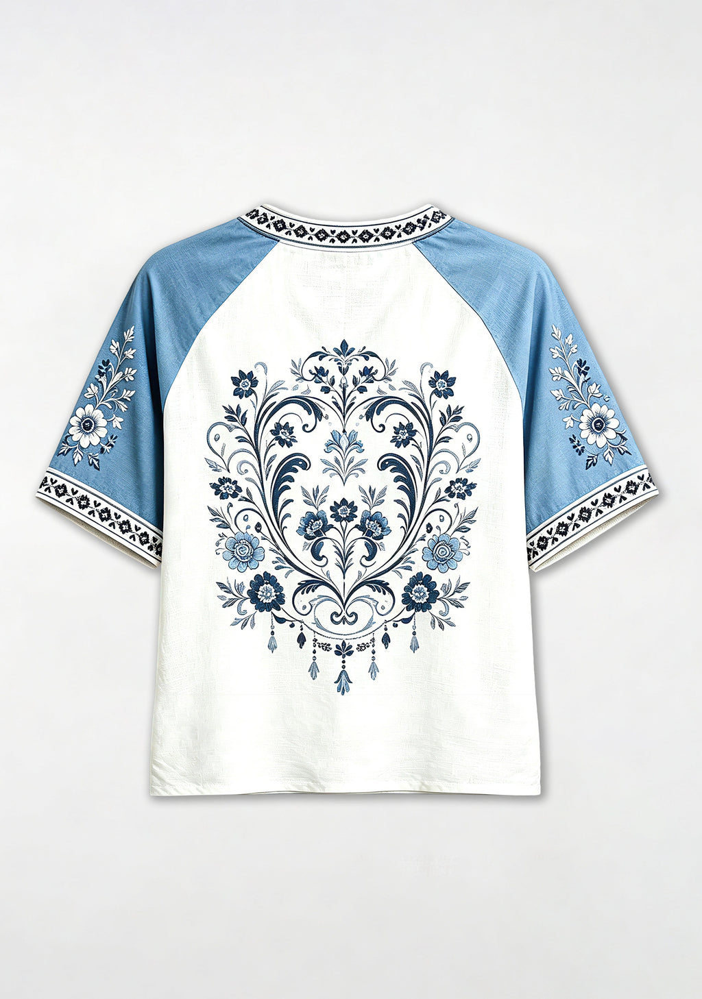 Detroit Lions Est 1929 Folk Floral NFL V-Neck T-Shirt