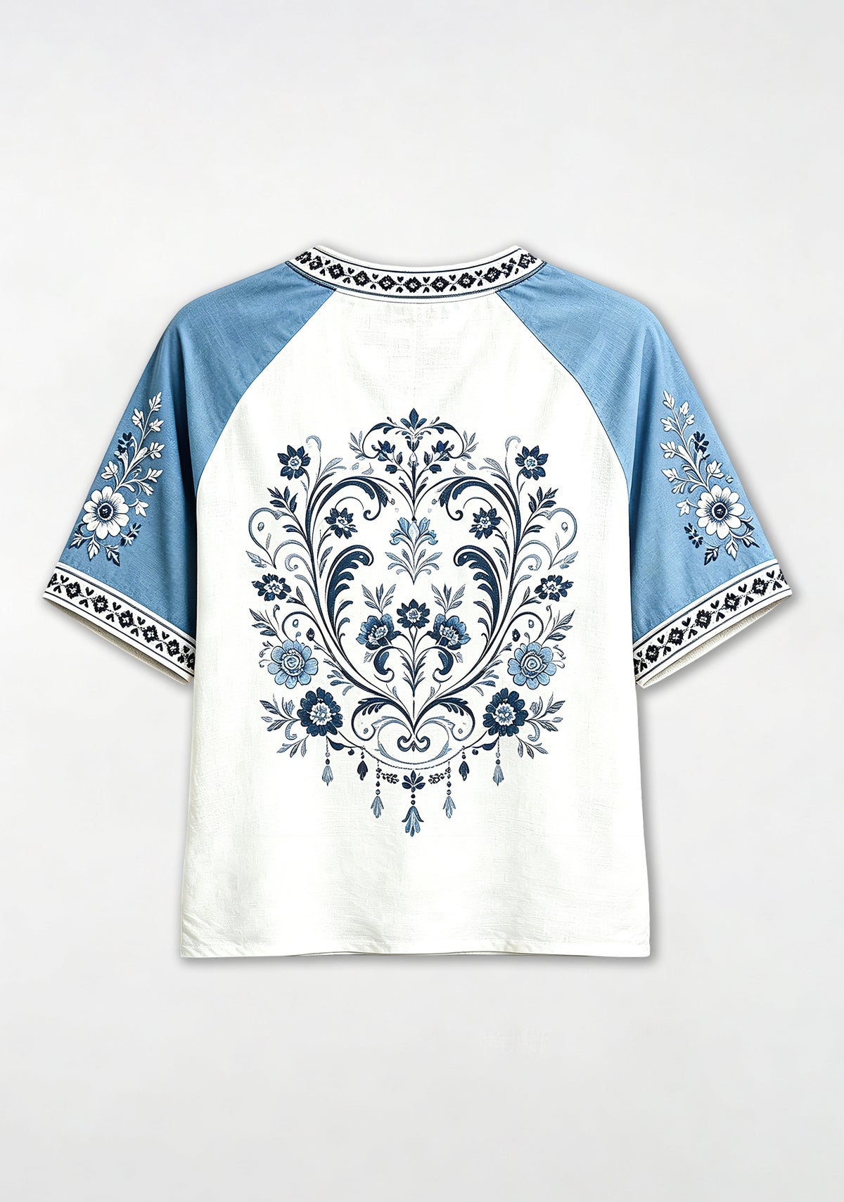 Detroit Lions Est 1929 Folk Floral NFL V-Neck T-Shirt