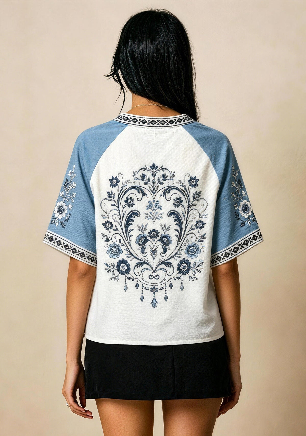 Detroit Lions Est 1929 Folk Floral NFL V-Neck T-Shirt