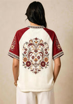 Washington Commanders Retro Floral Heart Raglan NFL V-Neck T-Shirt