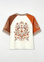 Cleveland Browns Retro Floral Heart Raglan NFL V-Neck T-Shirt