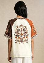 Cleveland Browns Retro Floral Heart Raglan NFL V-Neck T-Shirt